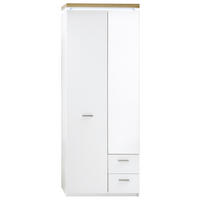 GARDEROBENSCHRANK  in 75/201/38 cm  - Eichefarben/Weiß, Natur, Glas/Holzwerkstoff (75/201/38cm)