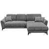 ECKSOFA in Webstoff Dunkelgrau  - Dunkelgrau/Schwarz, Konventionell, Kunststoff/Textil (281/189cm) - Carryhome