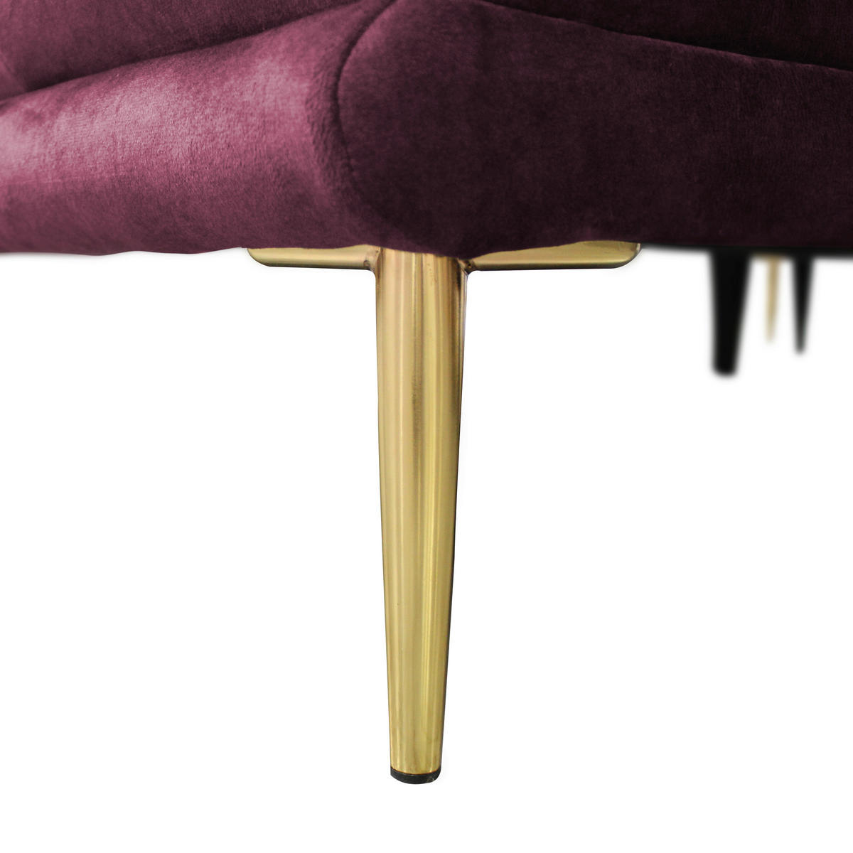 ECKSOFA Weinrot Velours  - Weinrot/Goldfarben, Design, Textil/Metall (196/264cm) - MID.YOU
