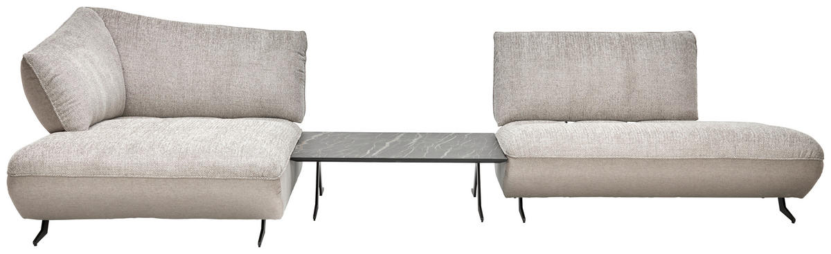 ECKSOFA in Chenille, Struktur Grau, Sandfarben  172/265 cm  - Sandfarben/Anthrazit, Design, Textil/Metall (172/265cm) - Joop!