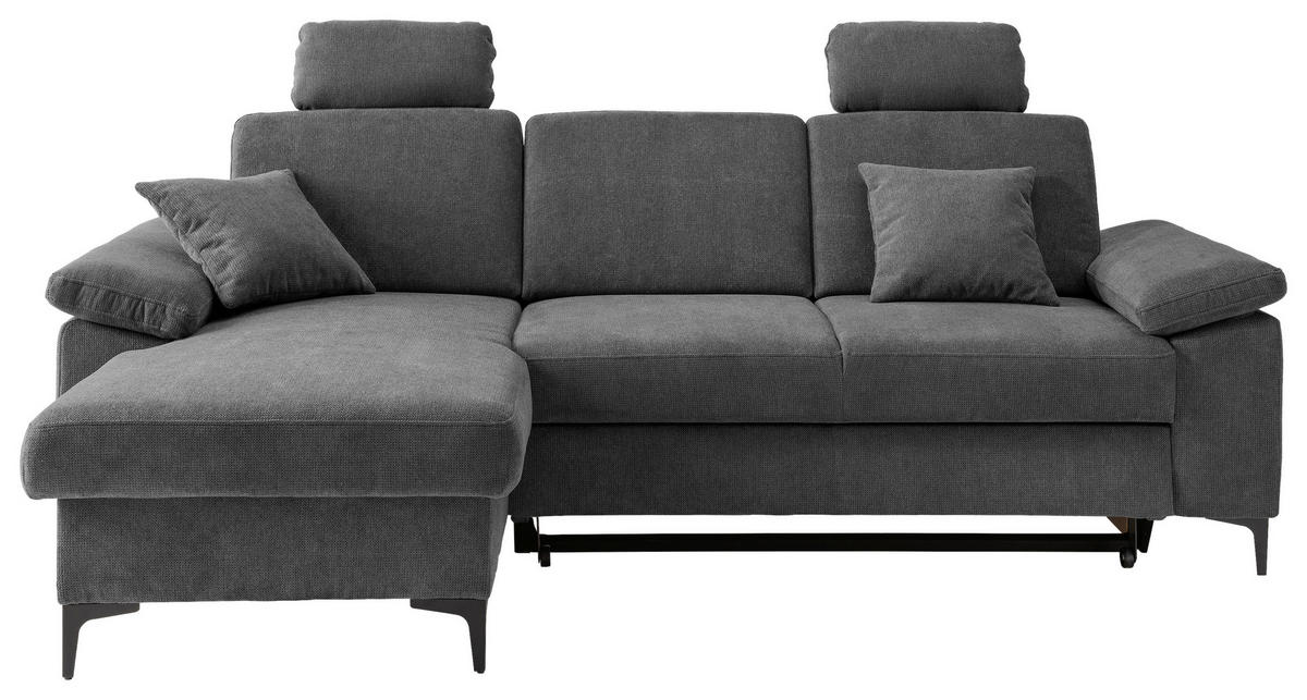 ECKSOFA Chenille Anthrazit  - Anthrazit/Schwarz, Konventionell, Textil/Metall (151/245cm) - Livetastic