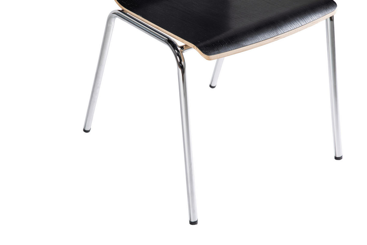 BESUCHERSTUHL Schwarz, Chromfarben  - Chromfarben/Schwarz, Basics, Holz/Metall (37/87/50cm) - Carryhome