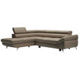 ECKSOFA in Echtleder Haselnussfarben  - Chromfarben/Haselnussfarben, Design, Leder/Metall (220/270cm) - Novel