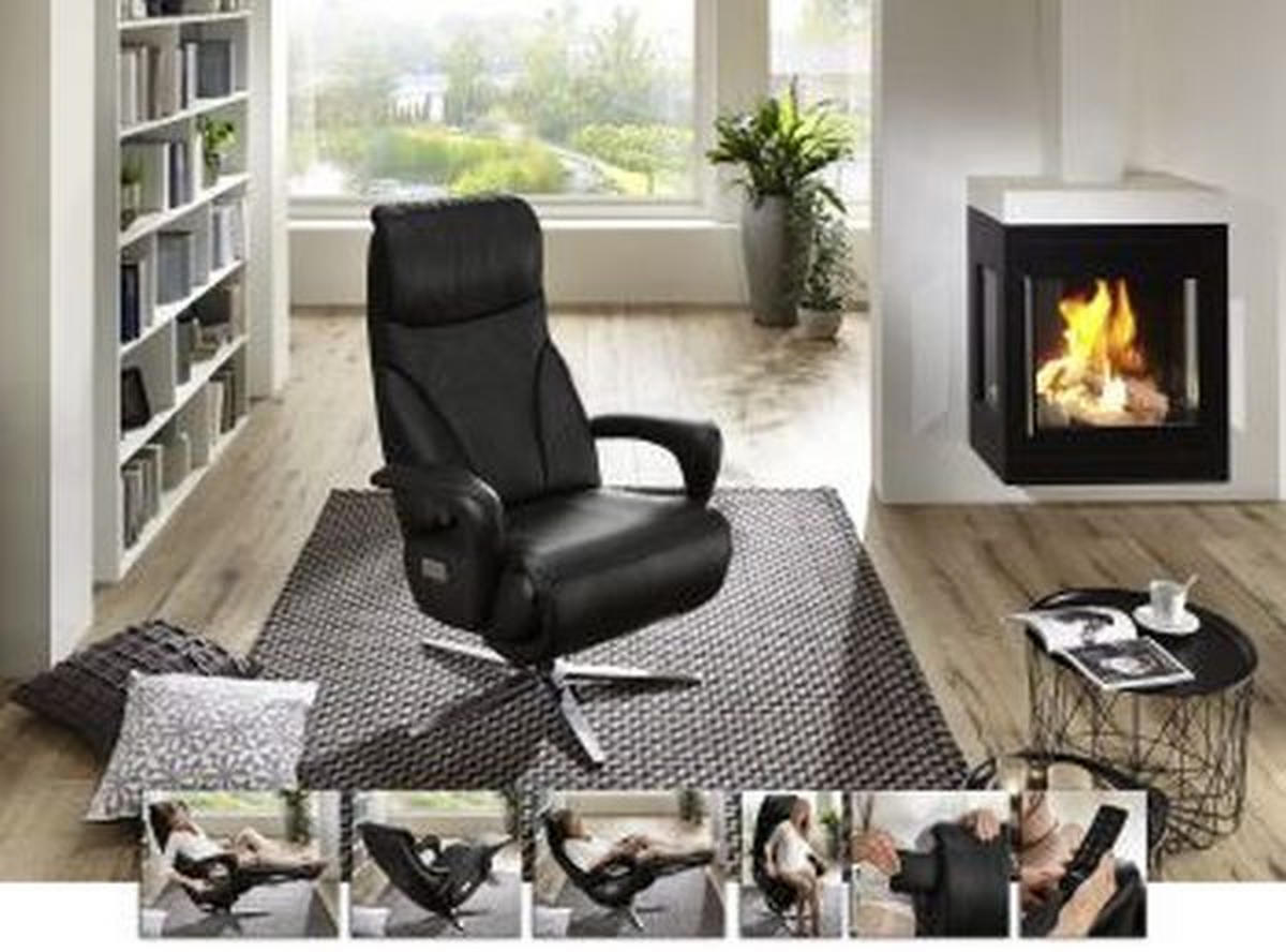 RELAXSESSEL in Leder Schwarz  - Edelstahlfarben/Schwarz, Design, Leder/Metall (75/117/88cm) - Dieter Knoll