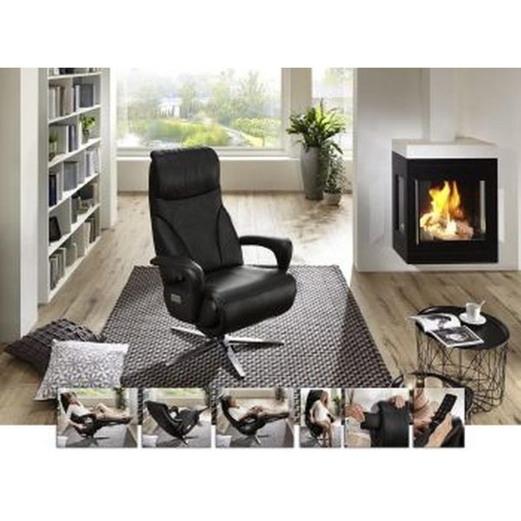 Thumbnail - Dieter Knoll Relaxsessel Lenno, Schwarz, Leder, Echtleder, 75x106x88 cm, Goldenes M, Fußauswahl, Lederauswahl, Stoffausw...