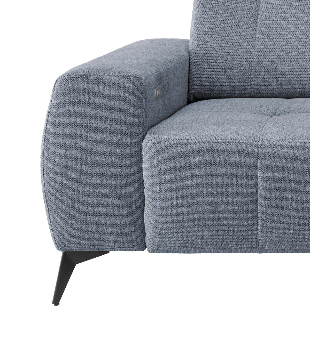 ECKSOFA in Chenille Hellblau  - Schwarz/Hellblau, Modern, Textil/Metall (258/180cm) - Livetastic