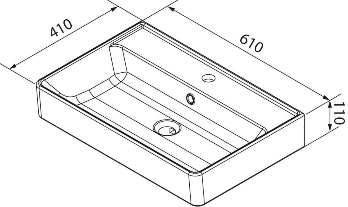 WASCHBECKEN 61/14,2/41 cm  - Weiß, MODERN, Keramik (61/14,2/41cm) - Voleo