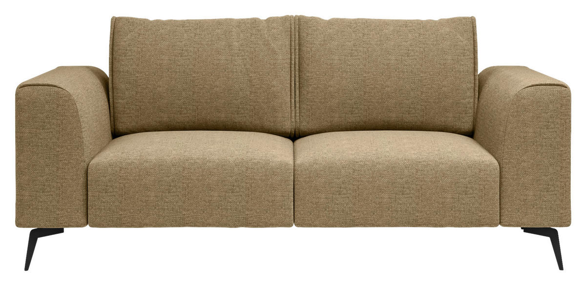 2-SITZER-SOFA in beflockt Goldfarben  - Goldfarben/Schwarz, Design, Holz/Textil (186/88/90cm) - MID.YOU
