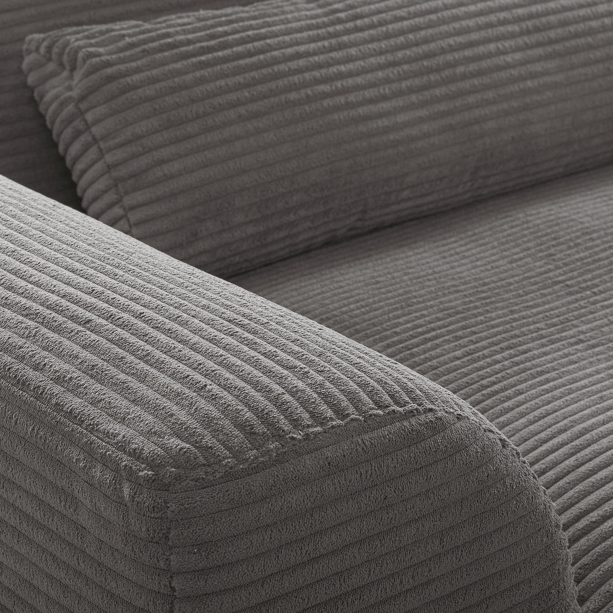 ECKSOFA Grau Cord Nierenkissen, Rückenkissen  - Schwarz/Grau, Design, Textil/Metall (313/172cm) - P & B