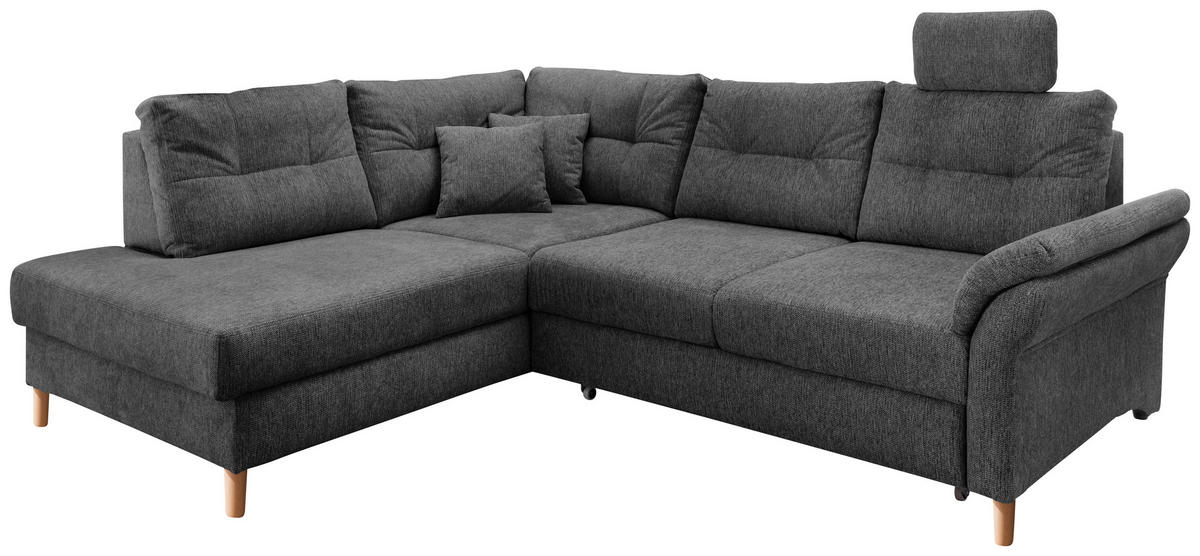 ECKSOFA in Chenille Anthrazit  - Anthrazit/Naturfarben, Modern, Holz/Textil (206/264cm) - Livetastic