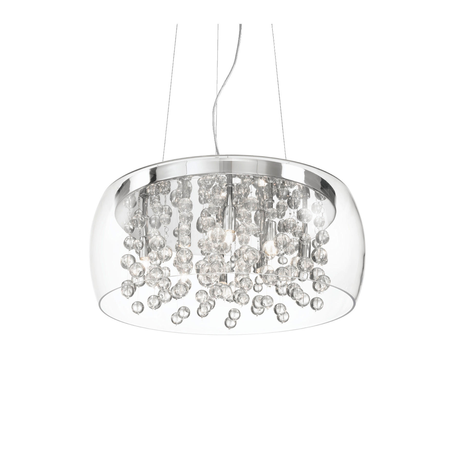 LED-HÄNGELEUCHTE 50/45\220 cm  - Chromfarben/Transparent, KONVENTIONELL, Glas/Metall (50/45\220cm) - Ideal Lux