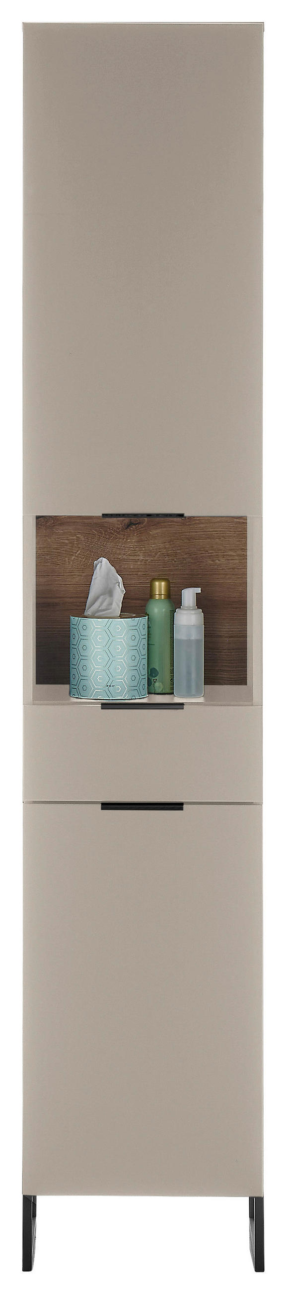 HOCHSCHRANK 38/195/32 cm  - Kaschmir/Eichefarben, KONVENTIONELL, Holzwerkstoff/Metall (38/195/32cm) - home24