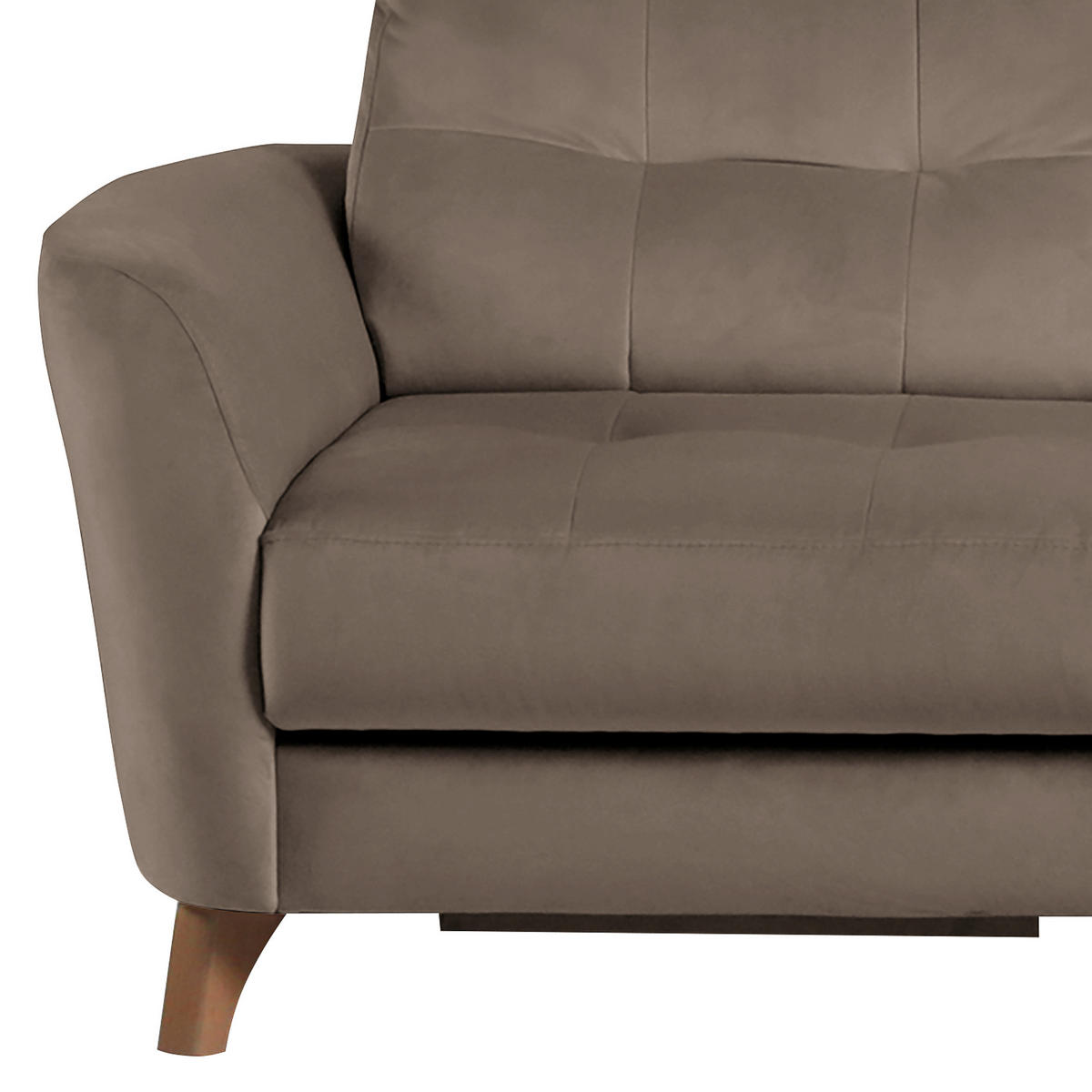 ECKSOFA Beige Samt Bettkasten, Schlaffunktion, Liegefläche im Originalstoff  - Beige/Buchefarben, Design, Holz/Textil (238/168cm) - Livetastic