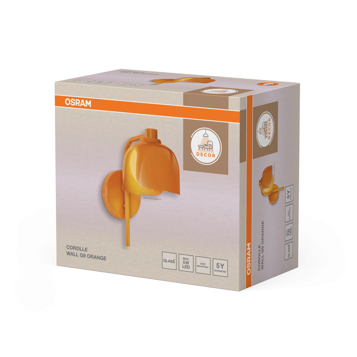 WANDLEUCHTE 13,5/21/24,5 cm   - Orange, Basics, Glas/Metall (13,5/21/24,5cm) - Osram