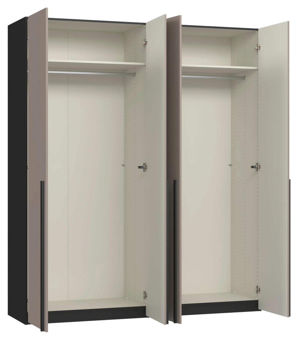 DREHTÜRENSCHRANK 203/236/59 cm,  in Schwarz, Hellbraun, 4-türig  - Hellbraun/Schwarz, Design, Glas/Holzwerkstoff (203/236/59cm) - Jutzler