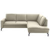 ECKSOFA in Echtleder Ecru  - Ecru/Schwarz, Design, Leder/Metall (250/194cm) - Beldomo Premium
