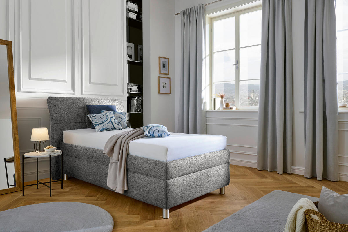 POLSTERBETT Matratze, Lattenrost Hellgrau 120/200 cm  - Silberfarben/Hellgrau, KONVENTIONELL, Holz/Textil (120/200cm) - Esposa