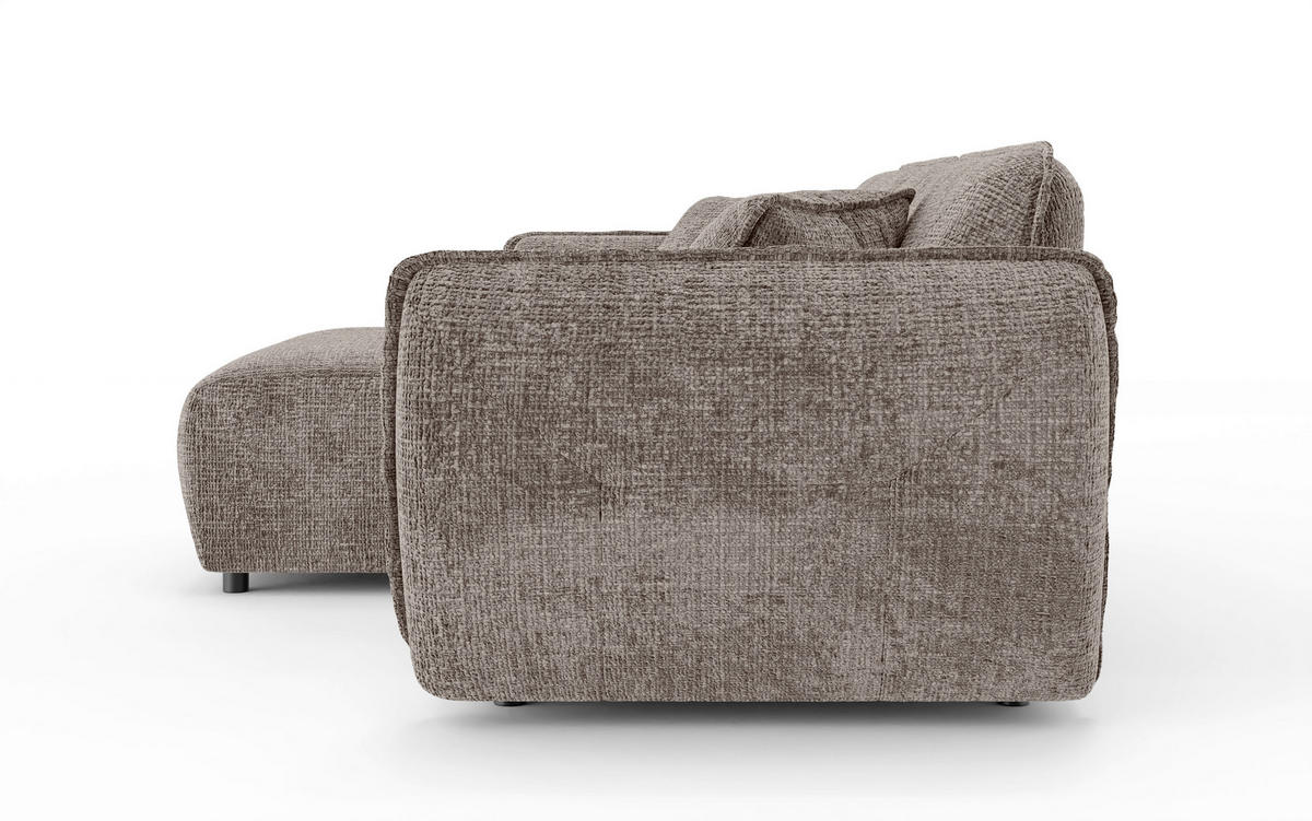 ECKSOFA Nelia Braun Chenille  - Schwarz/Braun, Design, Kunststoff/Textil (155/252cm) - P & B