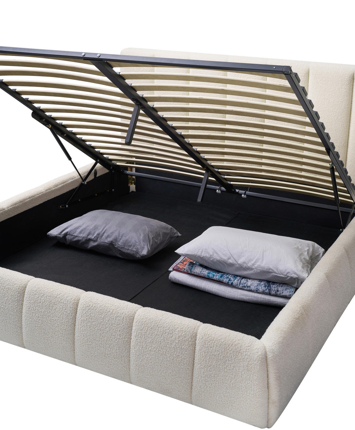 POLSTERBETT 180/200 cm,  in Beige, Lattenrost, Bettkasten, gepolstertes Kopfteil,  - Beige/Schwarz, Design, Holz/Kunststoff (180/200cm) - Boxxx