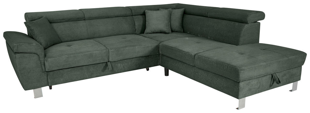 HÖRNSOFFA i manchester skogsgrön  - skogsgrön/silver, Design, metall/textil (257/226cm) - Livetastic