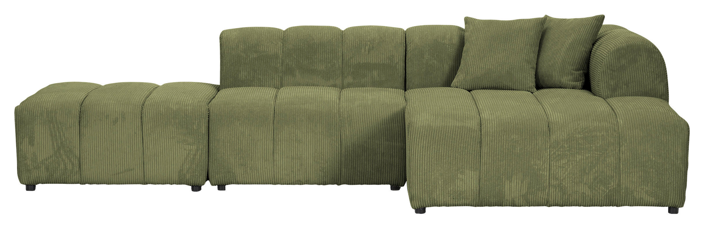 ECKSOFA Dunkelgrün Cord Zierkissen, Rücken echt  - Dunkelgrün/Schwarz, KONVENTIONELL, Kunststoff/Textil (313/162cm) - Carryhome