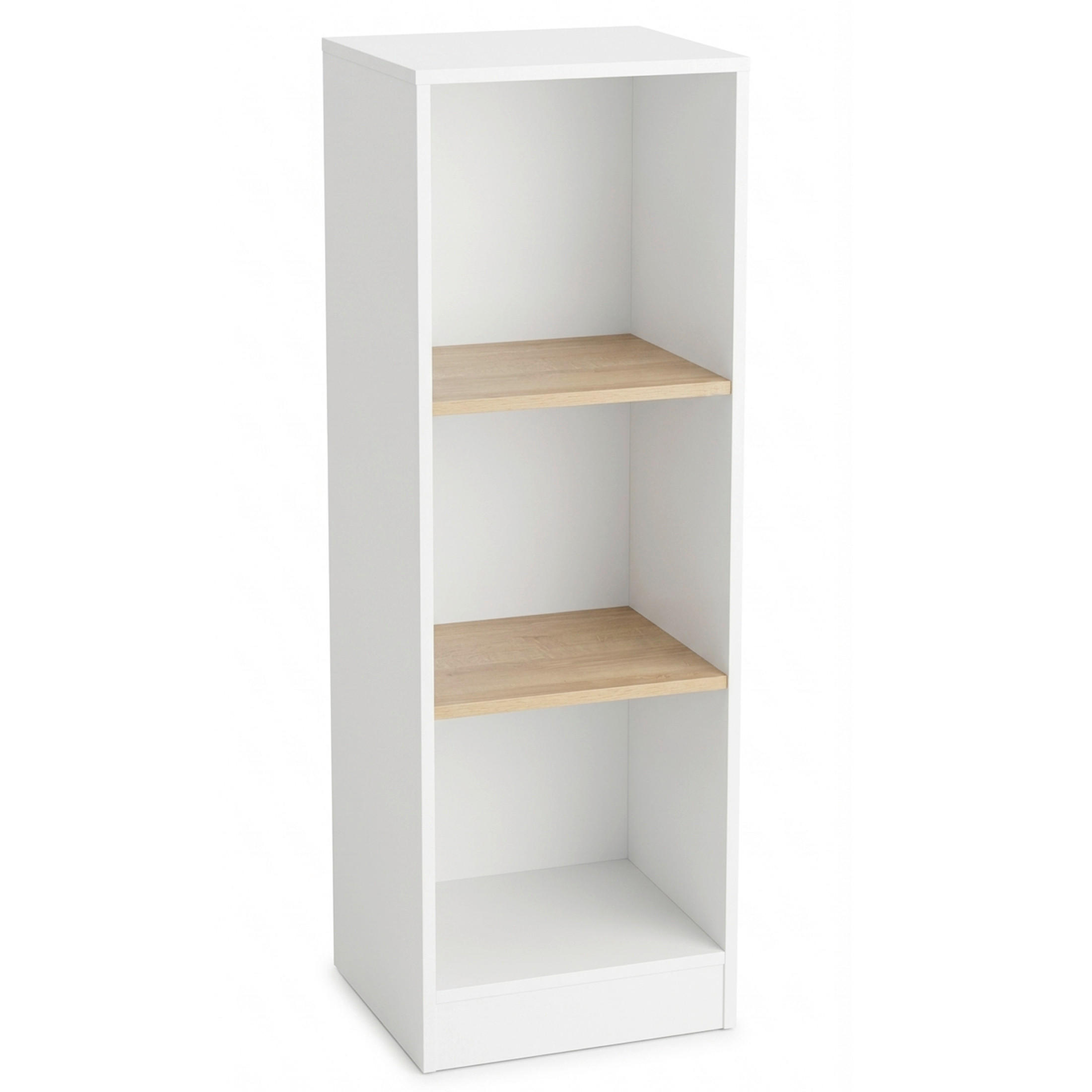 Etajeră, 38/114/30 cm, alb, stejar miere,  - stejar miere/alb, Design, material pe bază de lemn (38/114/30cm) - MID.YOU