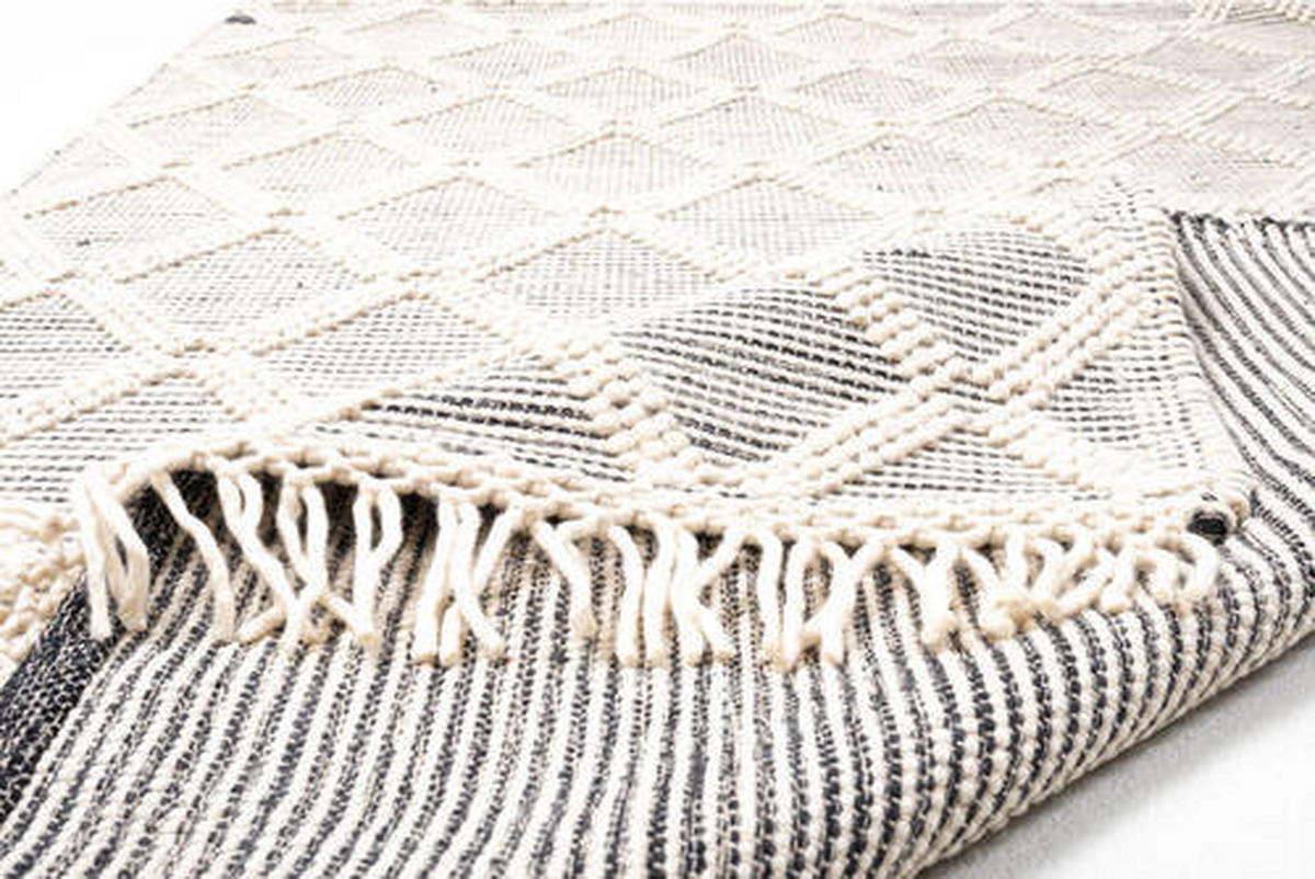 HANDWEBTEPPICH 65/135 cm Colored Macrame one Grau, Weiß  - Weiß/Grau, KONVENTIONELL, Textil (65/135cm) - Tom Tailor