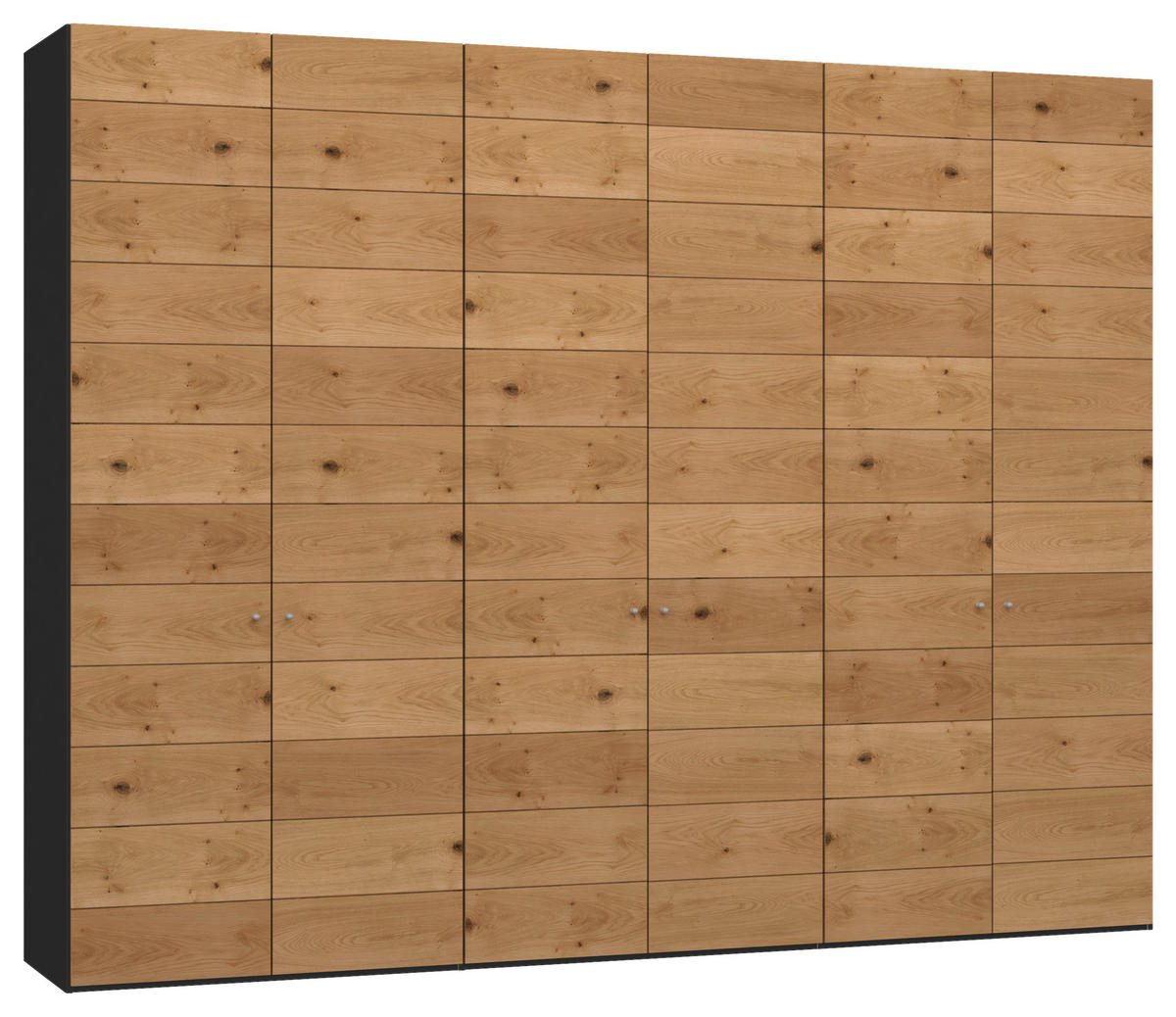 DREHTÜRENSCHRANK  in Schwarz, Wildeiche  - Wildeiche/Silberfarben, Design, Holz/Holzwerkstoff (303/236/59cm) - Jutzler
