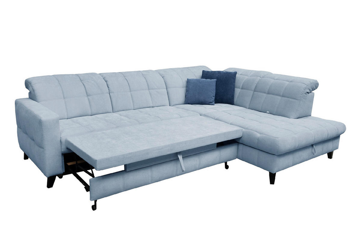 SAROKKANAPÉ textil világoskék  - világoskék/fekete, Design, textil/fa (297/216cm) - Xora