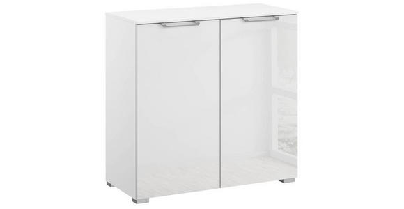 KOMMODE 80/81/42 cm in Klar, Weiß - Klar/Silberfarben, Design, Glas/Holzwerkstoff (80/81/42cm) - Novel