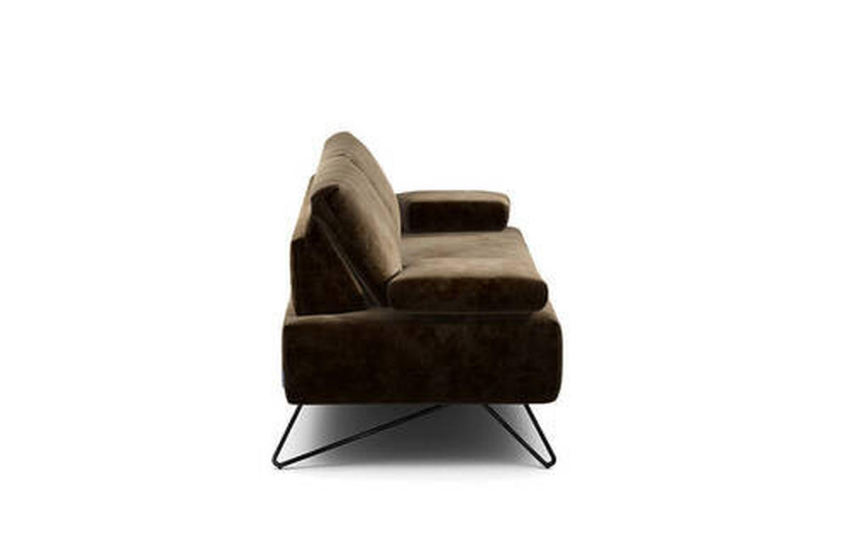 2-SITZER-SOFA Samt Braun  - Schwarz/Braun, Design, Textil/Metall (164-194/85/86-94cm) - SENSOO