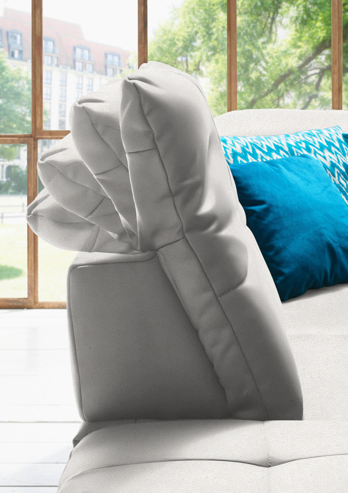 WOHNLANDSCHAFT  in Mikrofaser Creme  - Chromfarben/Creme, Design, Holzwerkstoff/Textil (260/371/195cm) - Beldomo Style