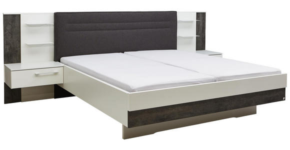 BETTANLAGE in Grau, Weiß - Weiß/Grau, Design, Holzwerkstoff/Textil (180/200cm) - Dieter Knoll