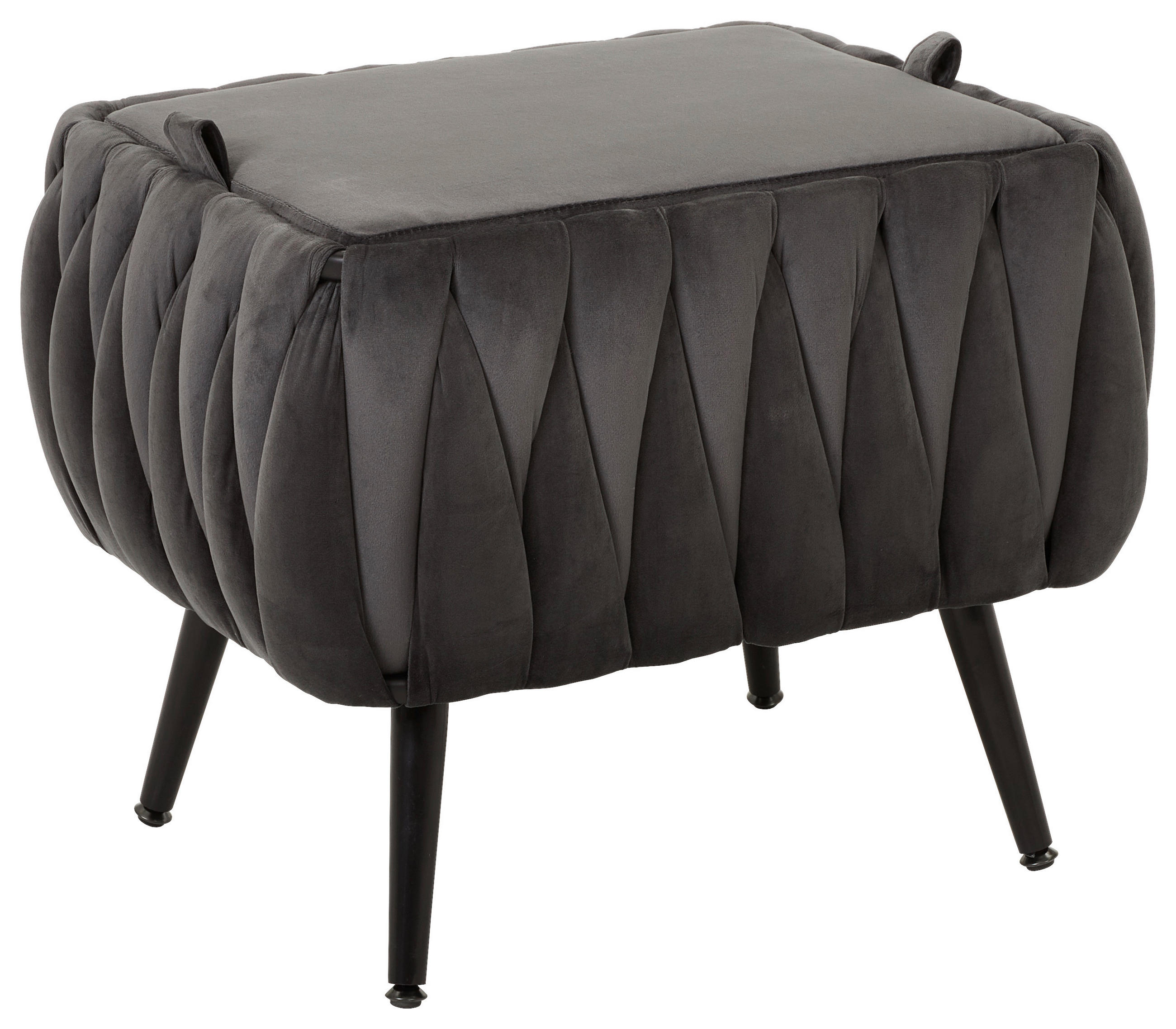 HOCKER Samt Schwarz, Dunkelgrau  - Dunkelgrau/Schwarz, Trend, Textil/Metall (55/46/45cm) - Xora