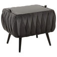 HOCKER Samt Schwarz, Dunkelgrau  - Dunkelgrau/Schwarz, Trend, Textil/Metall (55/46/45cm) - Xora