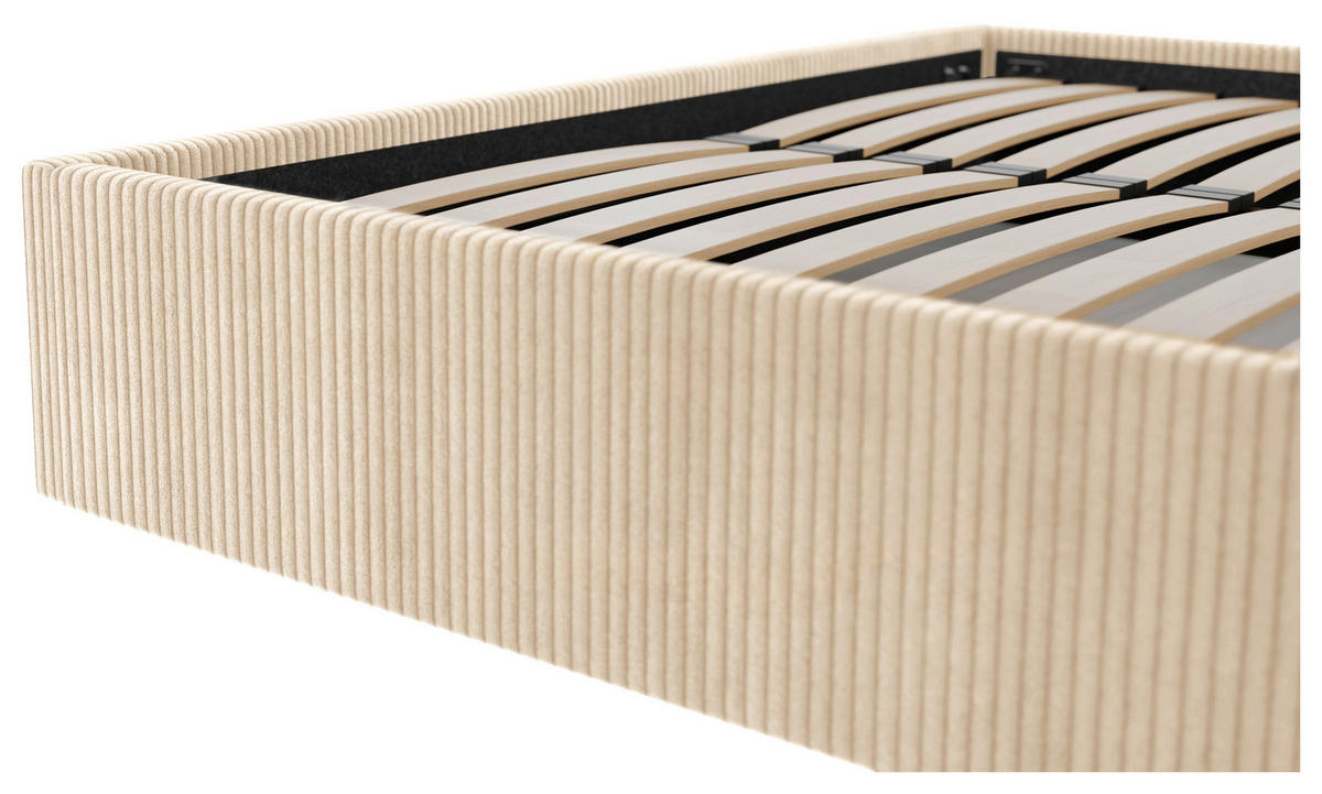 POLSTERBETT Bettkasten, Lattenrost 160/200 cm  in Creme  - Creme/Schwarz, Design, Holz/Textil (160/200cm) - Boxxx