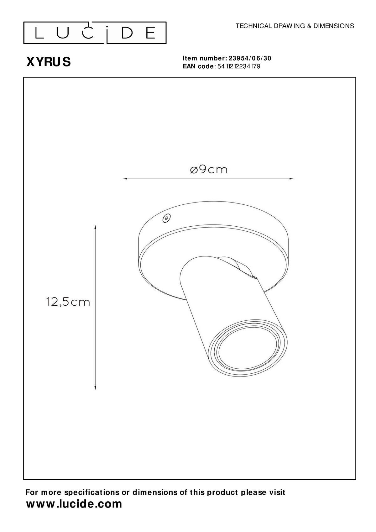 STRAHLER 9/9/12.5 cm   - Schwarz, KONVENTIONELL (9/9/12.5cm) - Lucide