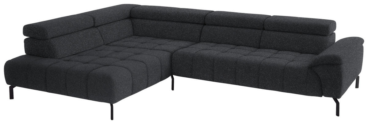 ECKSOFA in Chenille Anthrazit  - Anthrazit/Schwarz, Design, Textil/Metall (222/323cm) - Beldomo Style