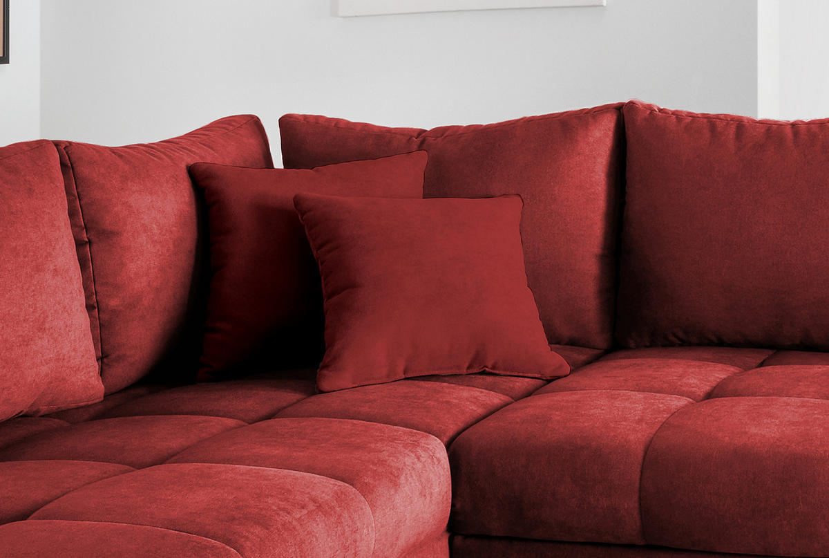 ECKSCHLAFSOFA in Rot Textil   - Silberfarben/Rot, Design, Holz/Textil (202/298cm) - MID.YOU