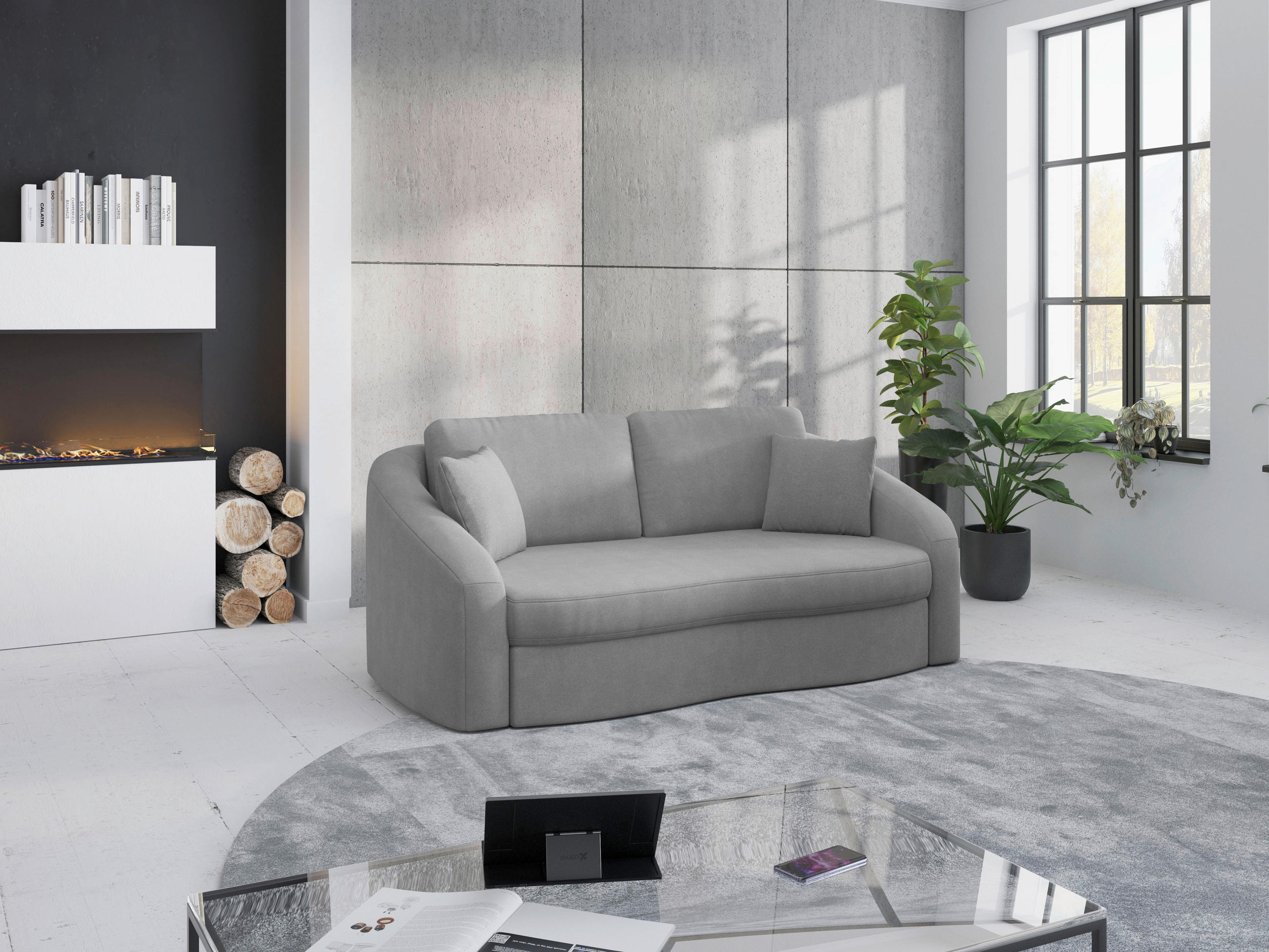 2,5-MIESTNA POHOVKA, textil, sivá - čierna/sivá, Modern, textil/plast (196/88/107cm) - Sit & More
