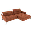 ECKSOFA Rostfarben Flachgewebe Rücken echt, Kopfteilverstellung, Sitztiefenverstellung  - Rostfarben/Schwarz, KONVENTIONELL, Textil/Metall (272/175cm) - Carryhome