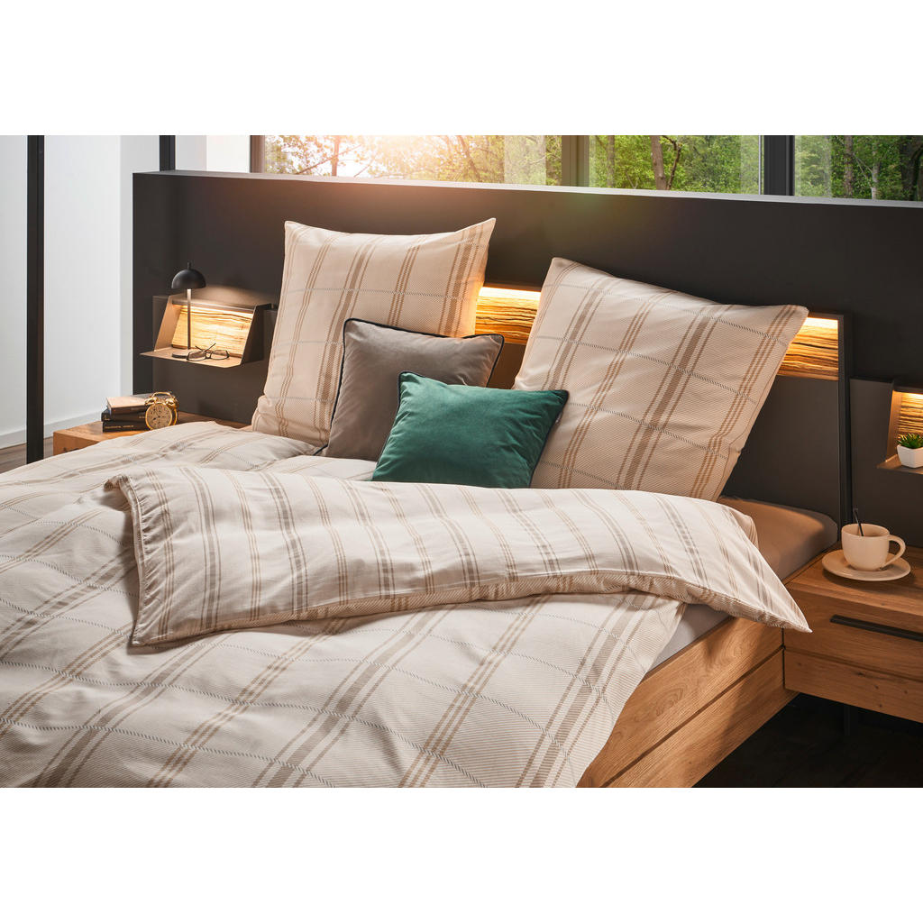 Thumbnail - Musterring Wendebettwäsche MR-Square, Creme, Beige, Textil, Karo, 135x200 cm, Oeko-Tex® Standard 100, BCI (Better Cotton...