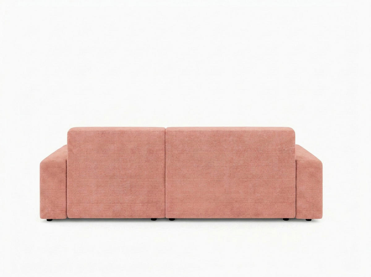 ECKSOFA WIEN in Cord Pink Bettkasten, Sitzvorzug  246/162 cm  - Pink/Schwarz, MODERN, Kunststoff/Textil (246/162cm) - Trendmanufaktur