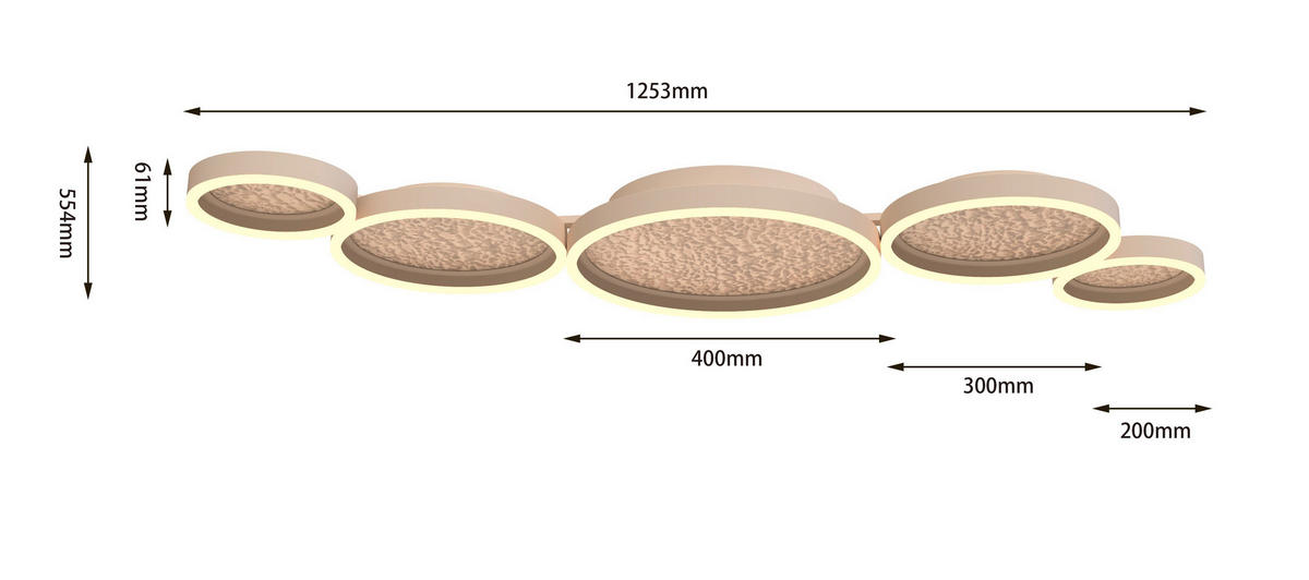 LED-DECKENLEUCHTE 125/55/8 cm   - Sandfarben, Design, Kunststoff/Metall (125/55/8cm)