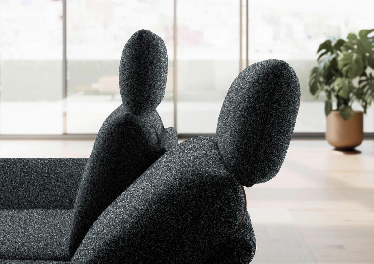 ECKSOFA  in Flachgewebe Anthrazit  155/234 cm  - Anthrazit/Schwarz, Design, Textil/Metall (155/234cm) - Dieter Knoll