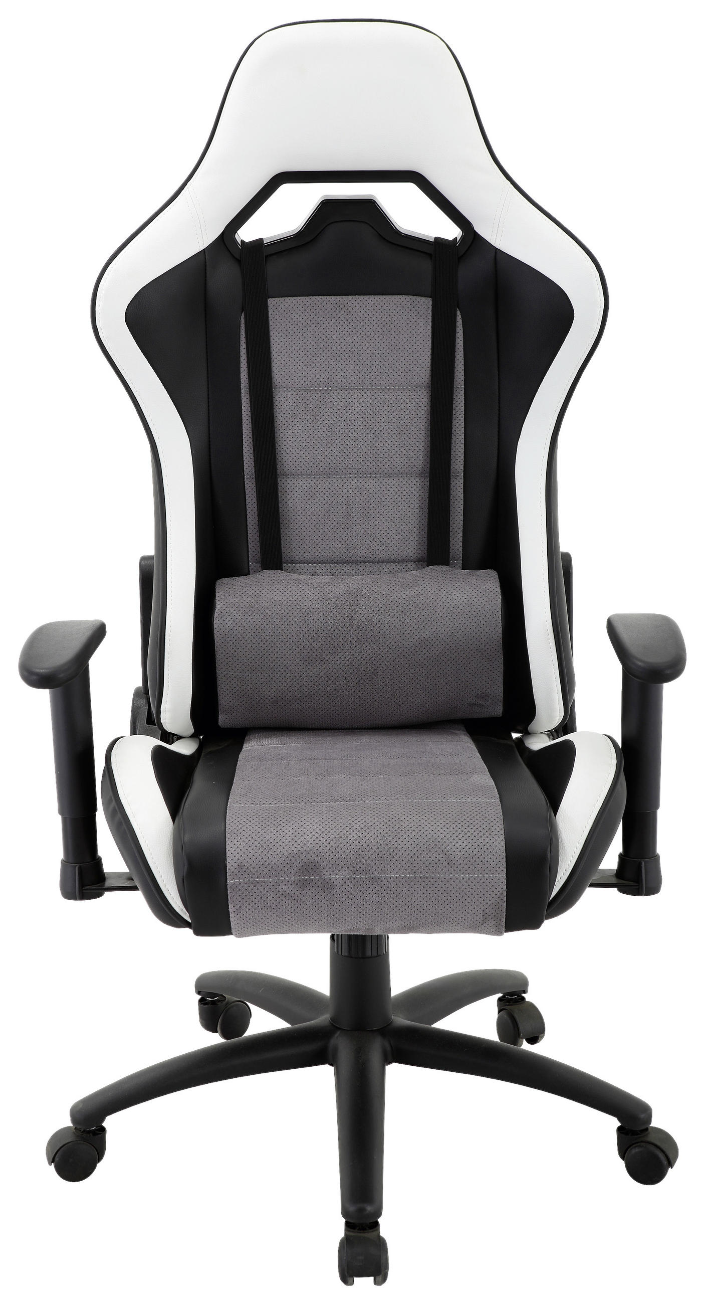GAMINGSTUHL in Lederlook, Mikrofaser Grau, Schwarz, Weiß - Schwarz/Weiß, Design, Kunststoff/Textil (68,5/125-135/62cm) - Xora