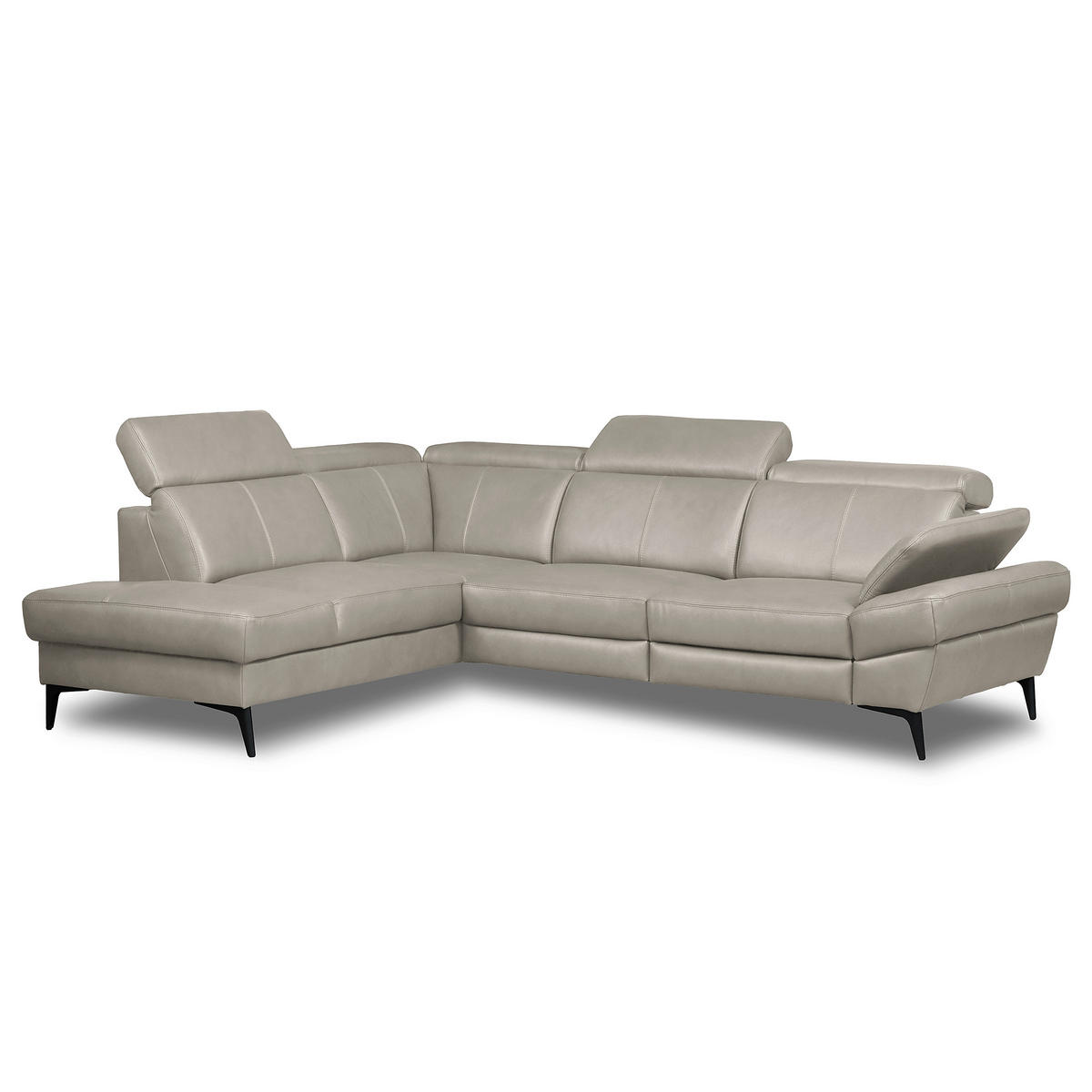 ECKSOFA  in Lederlook Echtleder Platinfarben  211/264 cm  - Platinfarben/Schwarz, Design, Leder/Textil (211/264cm) - Livetastic