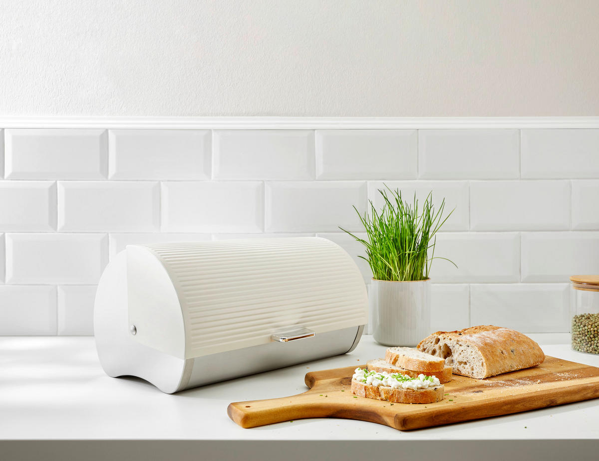 BROTKASTEN - Chromfarben/Edelstahlfarben, Design, Kunststoff/Metall (38,5/25,5/19,7cm) - Homeware Profession.