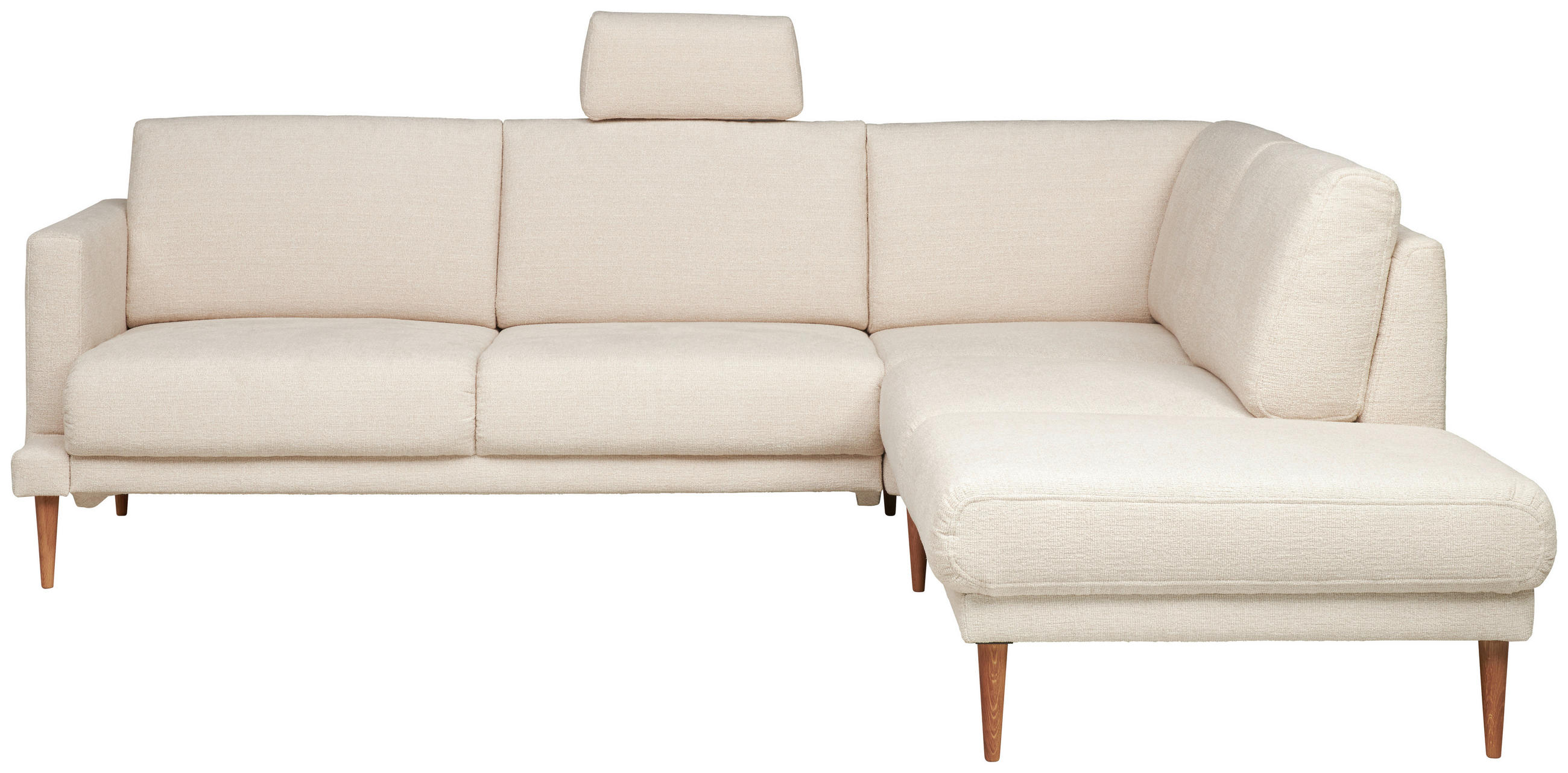 ECKSOFA  in Flachgewebe Beige  255/212 cm  - Eichefarben/Beige, KONVENTIONELL, Holz/Textil (255/212cm) - Valnatura