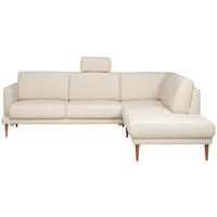 ECKSOFA  in Flachgewebe Beige  255/212 cm  - Eichefarben/Beige, KONVENTIONELL, Holz/Textil (255/212cm) - Valnatura